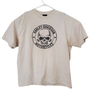 Harley-Davidson Bahamas Willie G Skull T-Shirt Tee Mens XL Cream Bravado Short